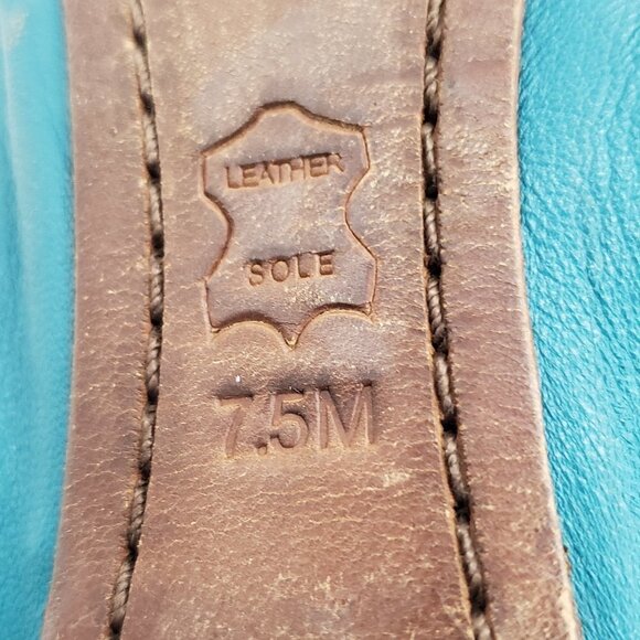 Tory Burch Caroline Ballet Flats Blue Leather Packable Slip On Shoes Sz 7.5M - Picture 2 of 8